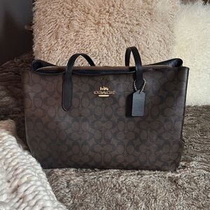Coach Dark Brown Signature Tote